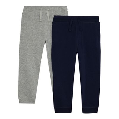 Pack of two boys' navy and grey jogging bottoms